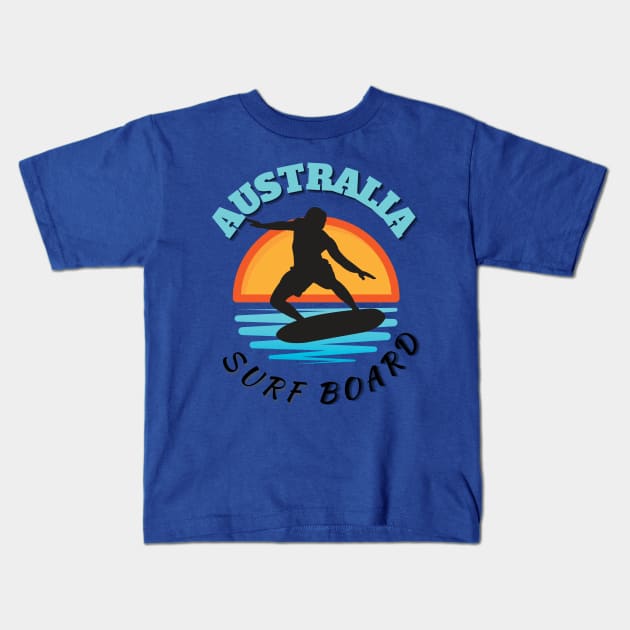 Australia surf board Kids T-Shirt by TeeText